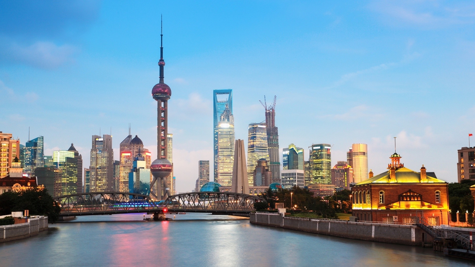 Landscape architecture cityscape building shanghai china Custom Gaming Mat Desk