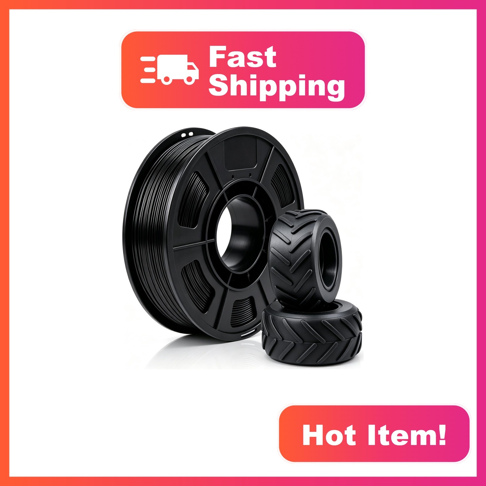Filajoy3D 95A TPU 3D Printer Filament 1.75mm, Black, 250g