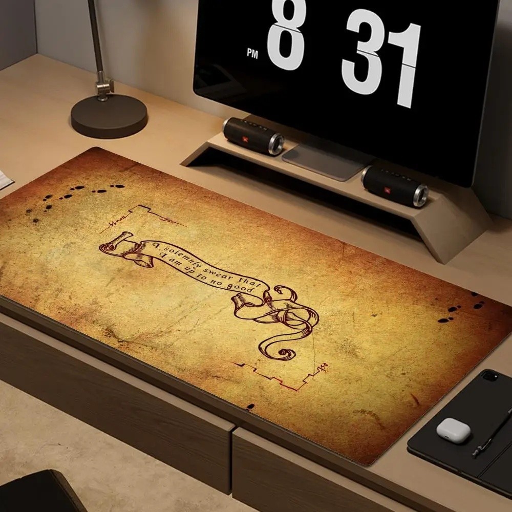 Marauders Map Desk Mat Large Gaming Mouse Pad 23.6x11.8 in Wizard Magic Decor