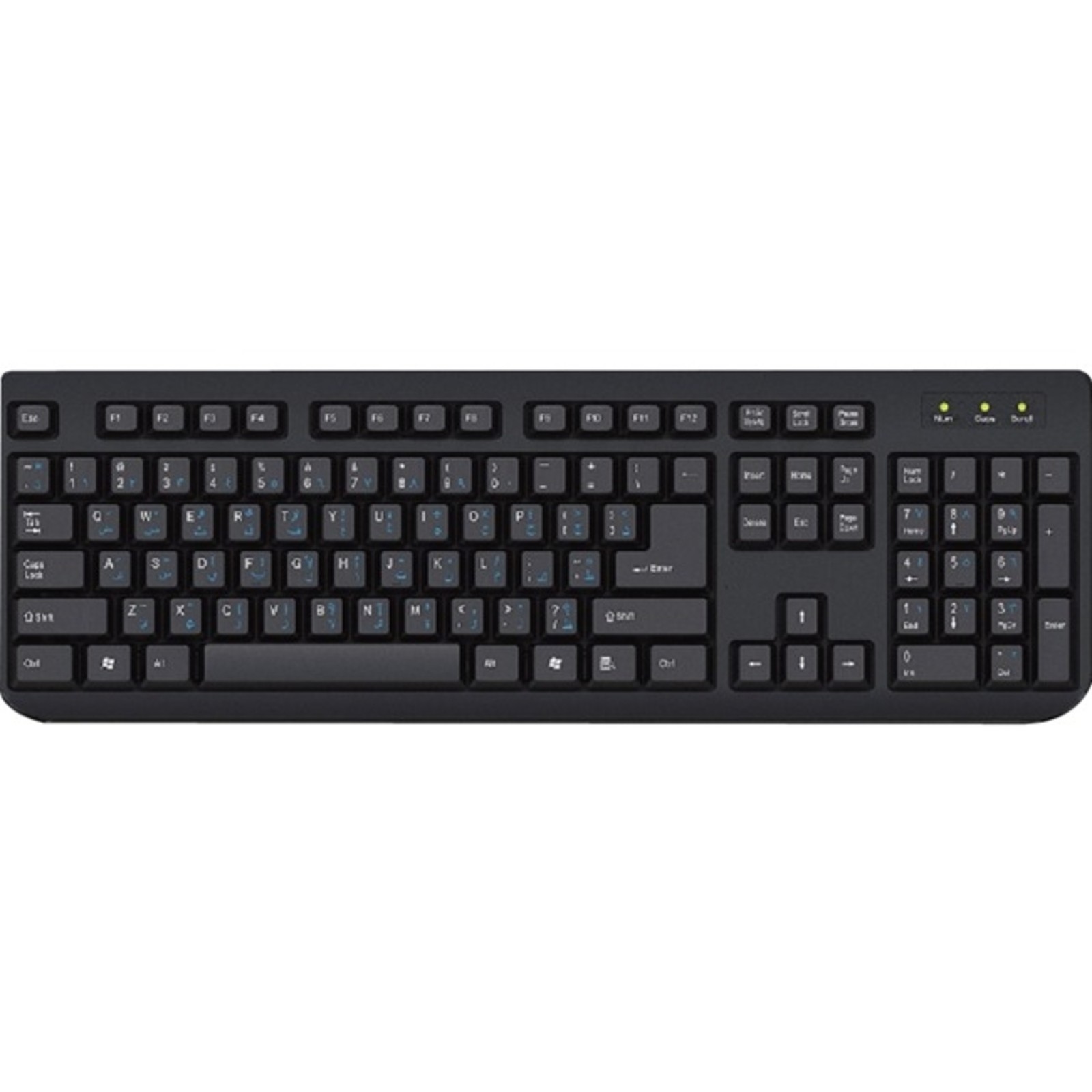 Ergoguys - AEKEY - ARABIC 101 AND ENGLISH BILINGUAL KEYBOARD BLACK - Cable