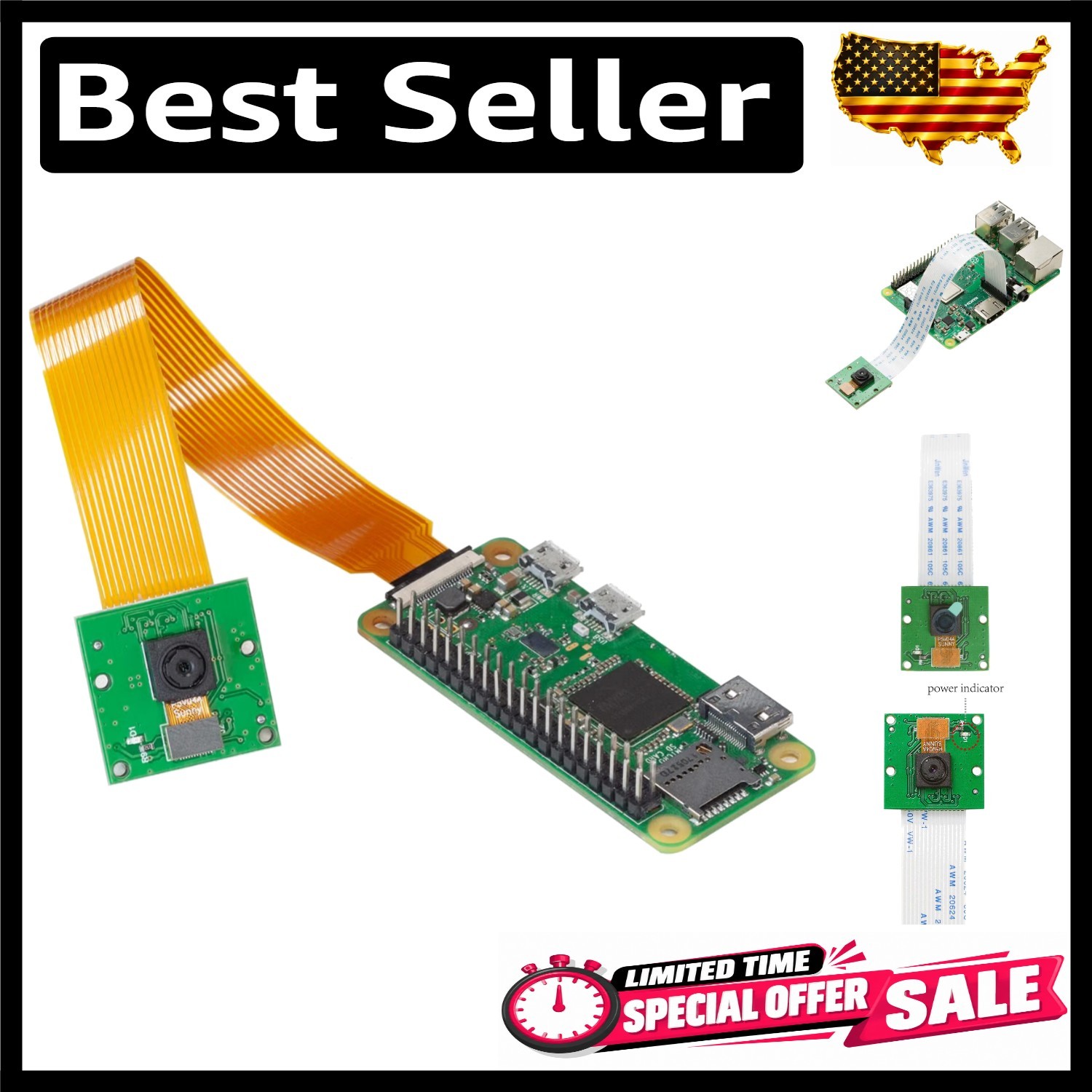 Versatile 5MP OV5647 Camera Module for Raspberry Pi - Includes Dual FPC Cables
