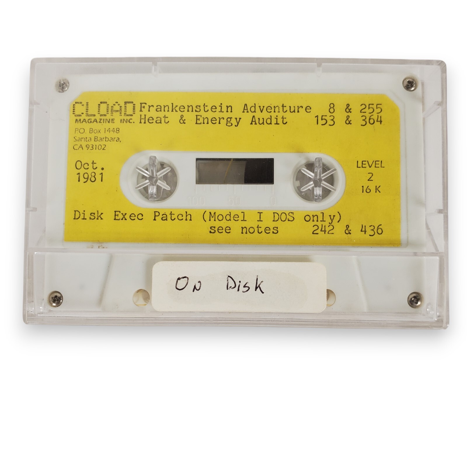 Vintage Oct. 1981 Original CLOAD Magazine Cassette Level 2 16K for TRS-80