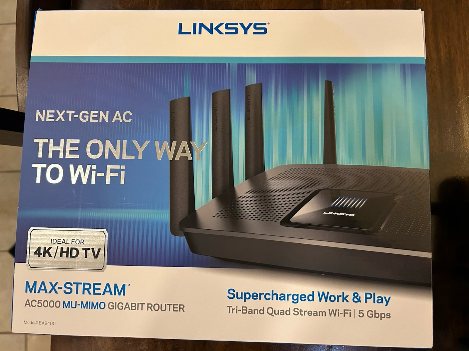 Linksys Ac5000 Mu MIMO 5.0 GHz Tri Band Quad Stream WiFi Router Ea9400