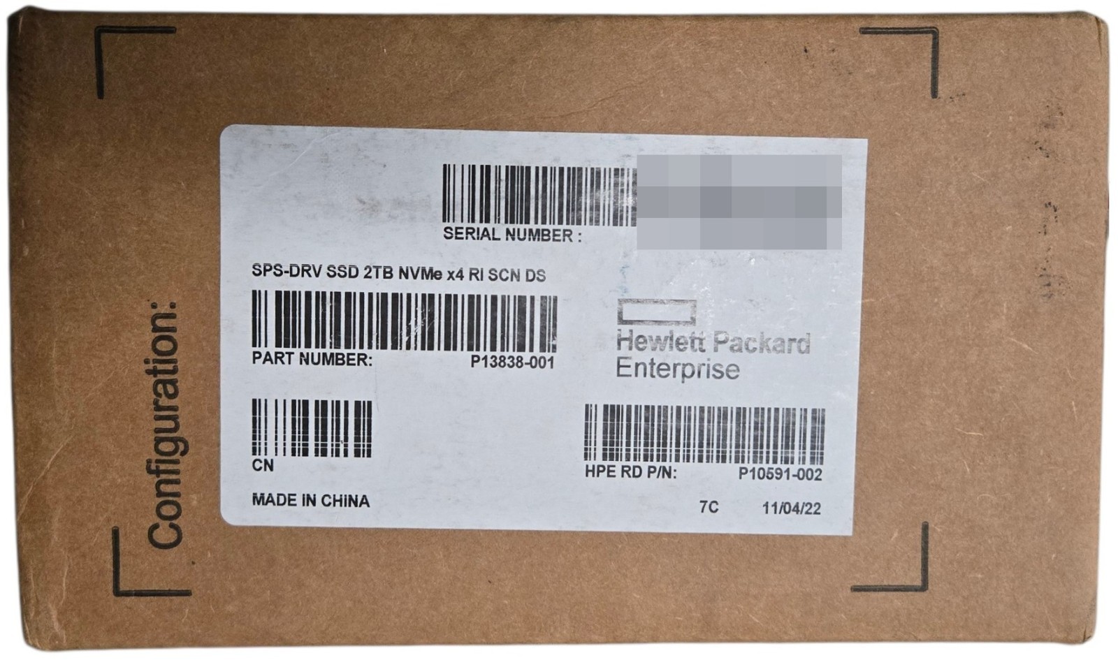 NEW HPE 2TB NVMe x4 RI SCN DS SSD P13838-001 P13695-B21