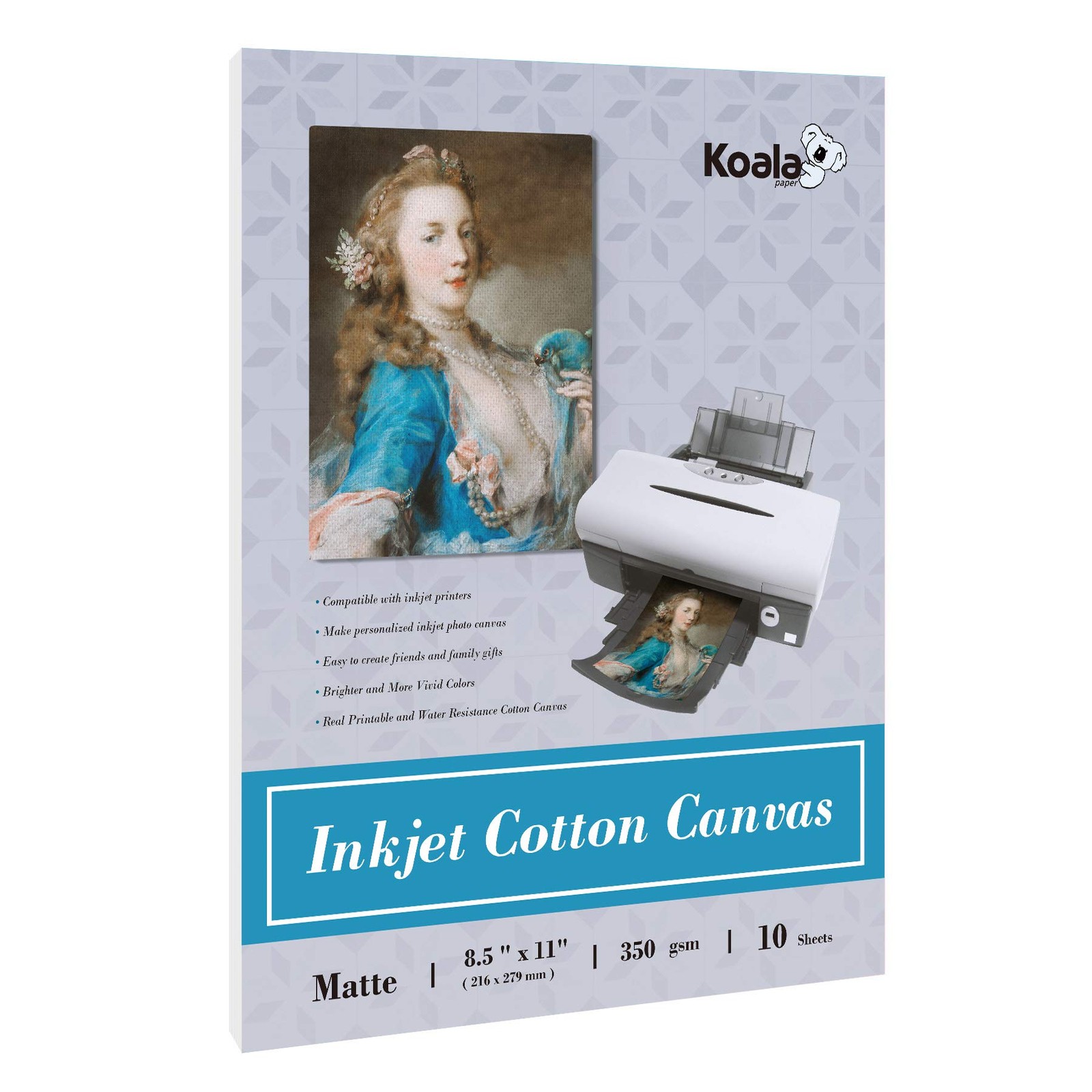Printable Cotton Canvas Sheets for Inkjet Printers 8.5x11 Inches