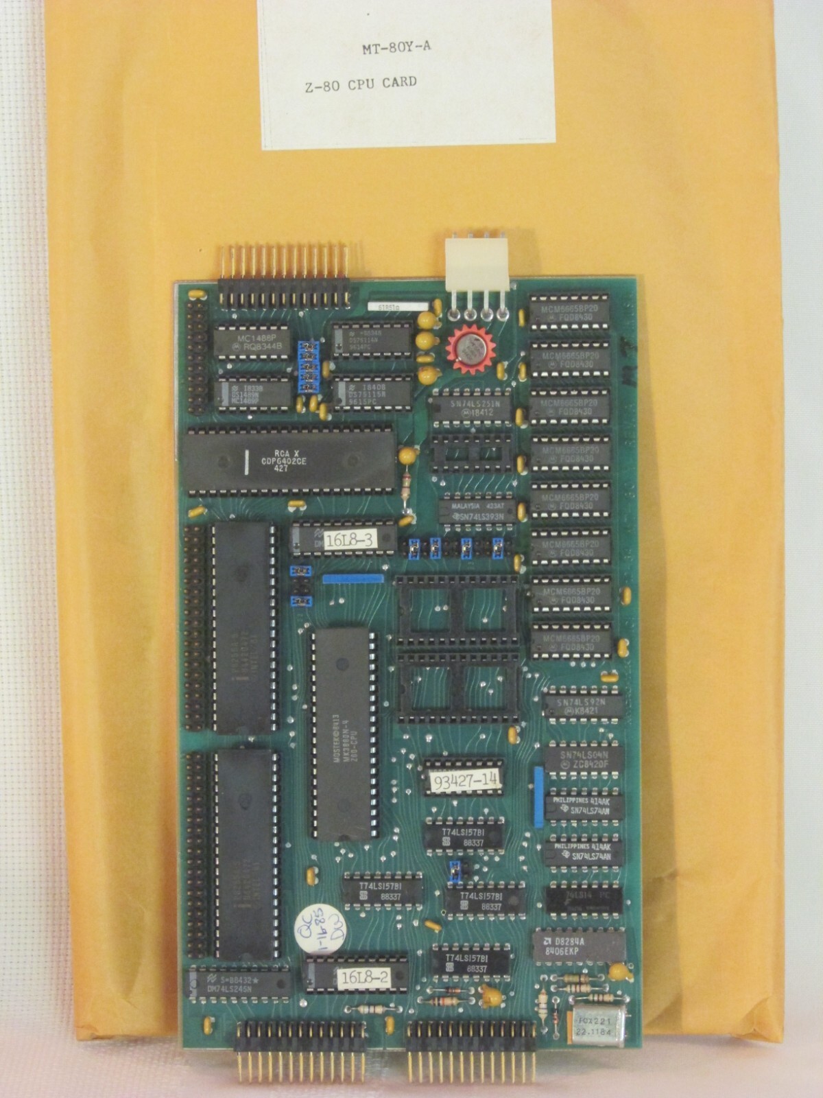 Vintage Mycro-Tek MT 80Y A Z80 CPU Card 2