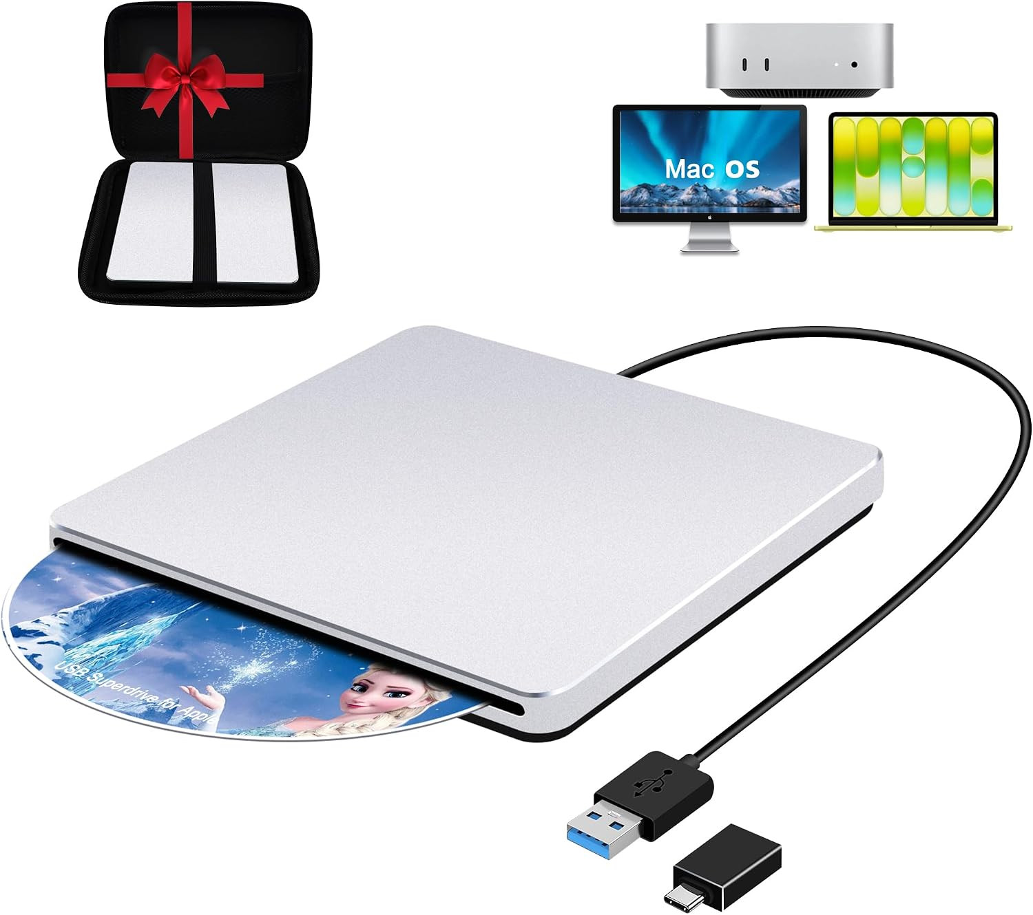 USB 3.0 Superdrive for : External CD Drive for Mac Macbook Plug & Play