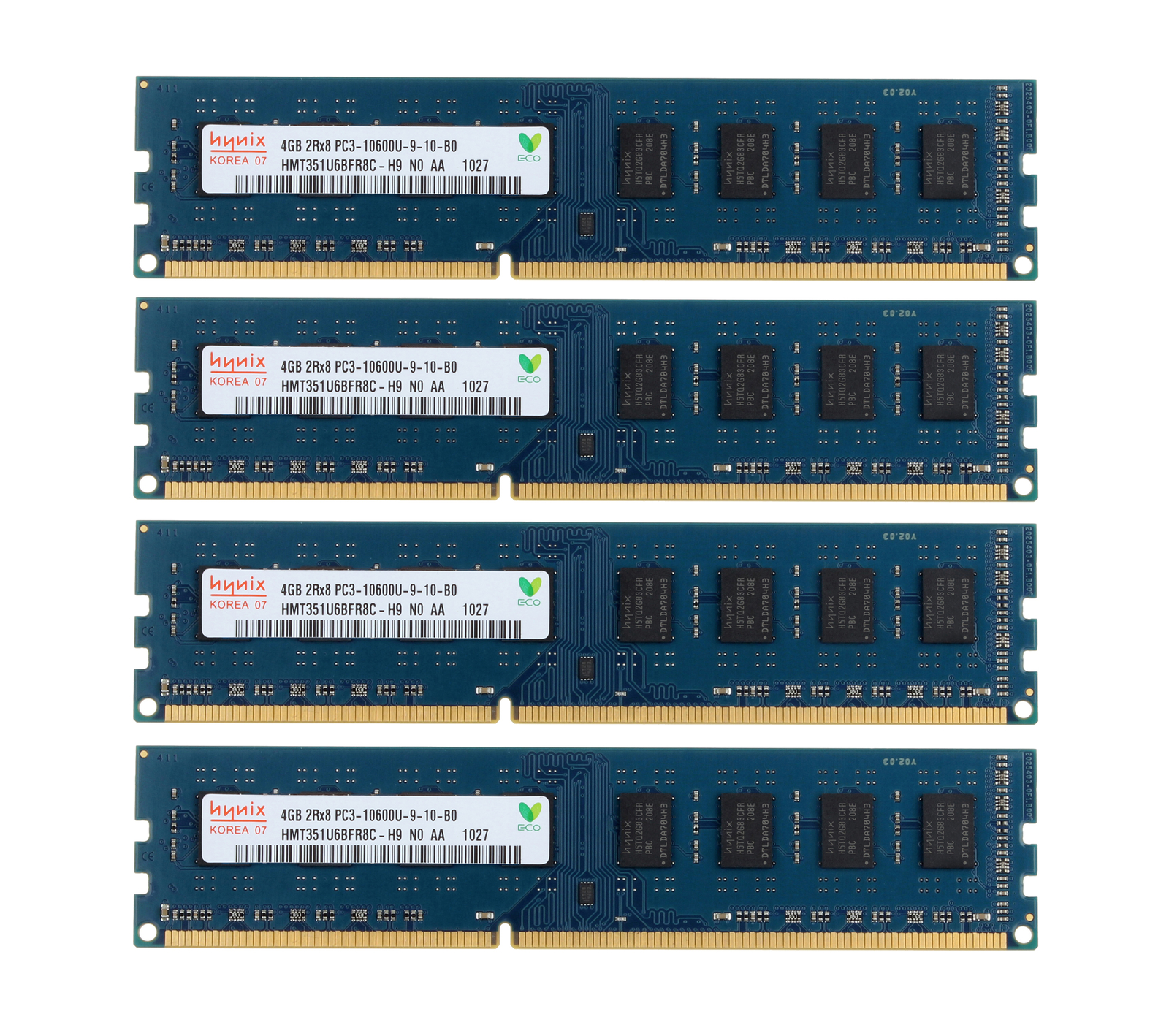 Hynix 4PCS 4GB 2RX8 PC3-10600U 240PIN DDR3 1333MHz DIMM Desktop Memory For RAM @