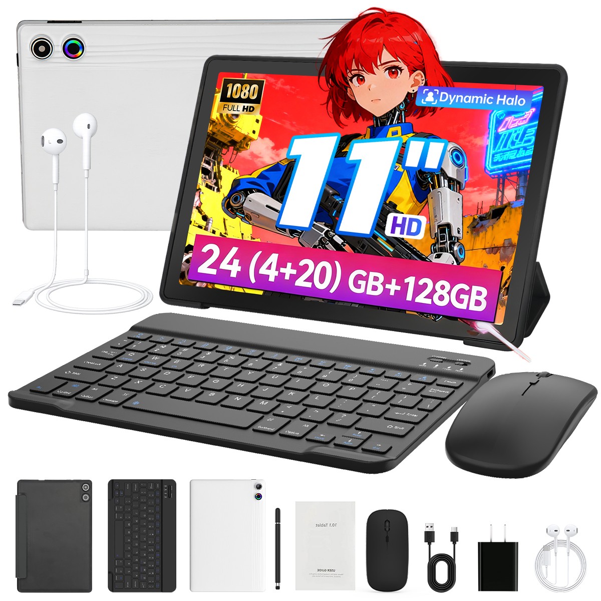 11'' Android 15 Octa-Core 24GB RAM 128GB ROM Tablet with Keyboard/Mouse/Stylus