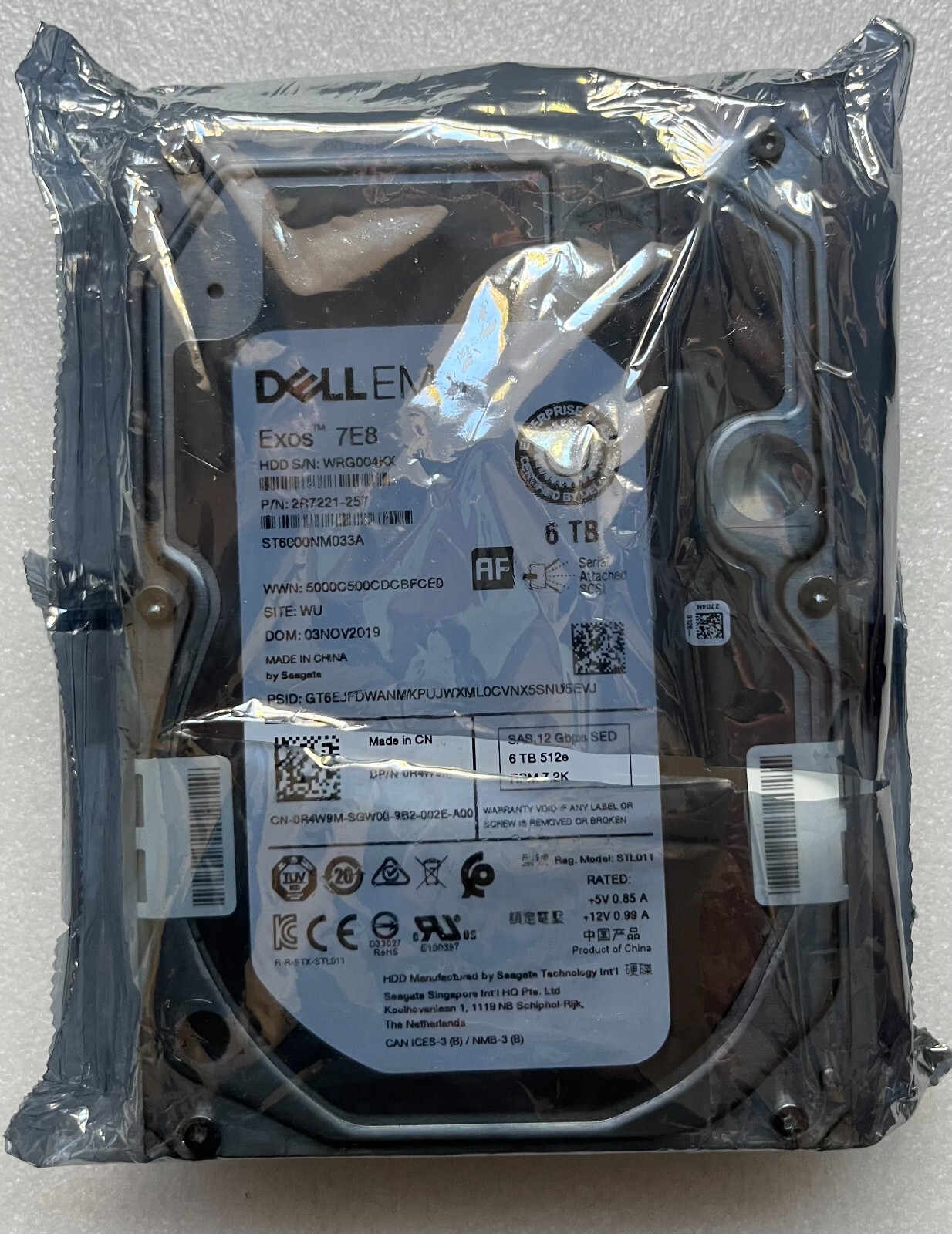 R4W9M Dell Seagate ST6000NM033A 6TB 3.5" 12Gbps 7.2K RPM SAS 512e SED HDD 0R4W9M