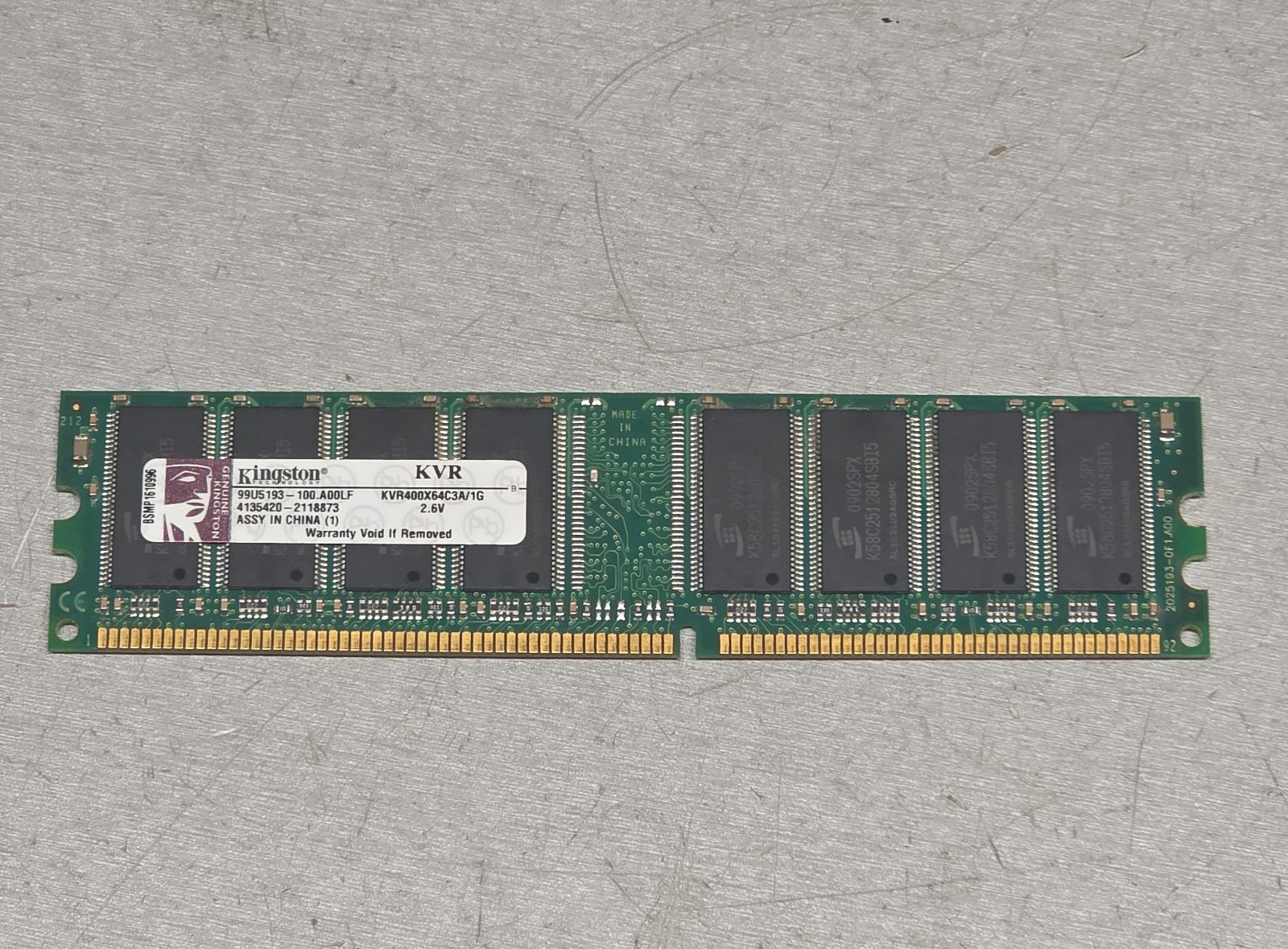 Kingston 1GB DDR400 PC3200 Desktop RAM KVR400X64C3A/1G 184-pin DIMM