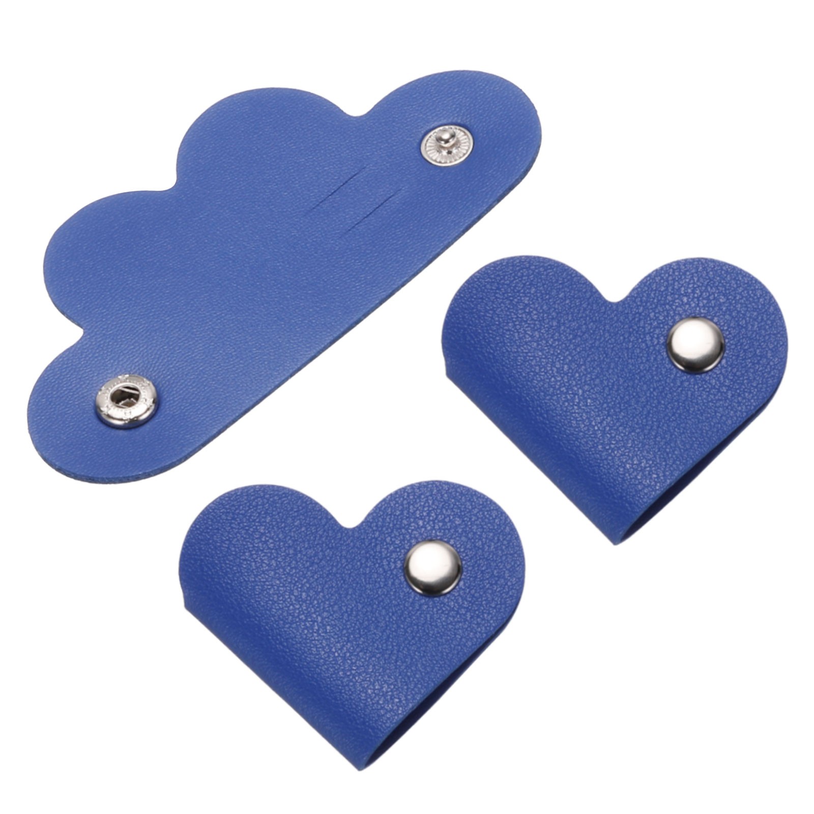3Pcs Leather Cable Straps Blue Portable Leather Cord Organizer for Earphones