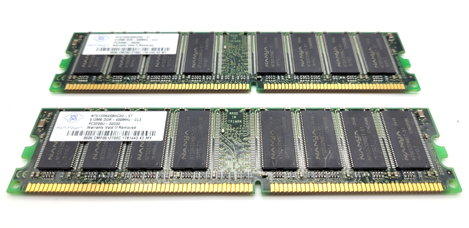 Nanya (512MB x 2) DDR PC3200 400MHz CL3 184-Pin Desktop RAM - NT512D64S8HC0G