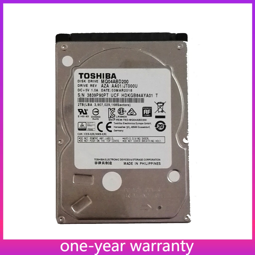 MQ04ABD200 Toshiba 128MB 2TB 5400RPM SATA 2.5" Laptop HDD Hard Disk Drive