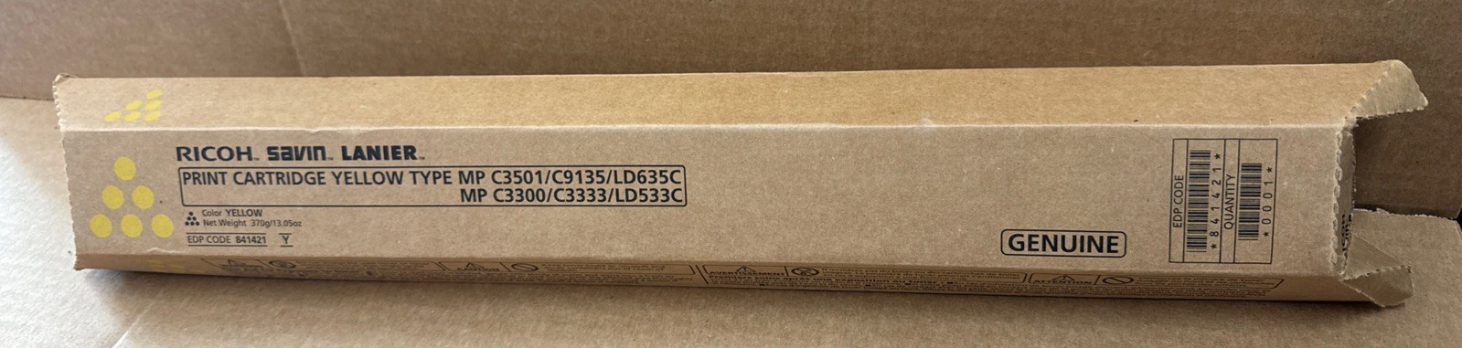 Genuine OEM Ricoh MP C3501 C9135 LD635C 841421 (841277) Yellow Toner NEW Lanier