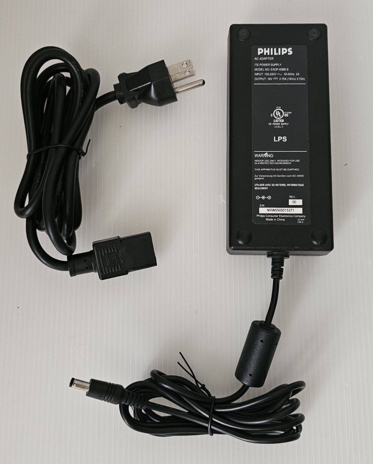 Philips EADP-60BB B, OEM LCD TV Power Supply AC, 16 Volt, Adapter Genuine