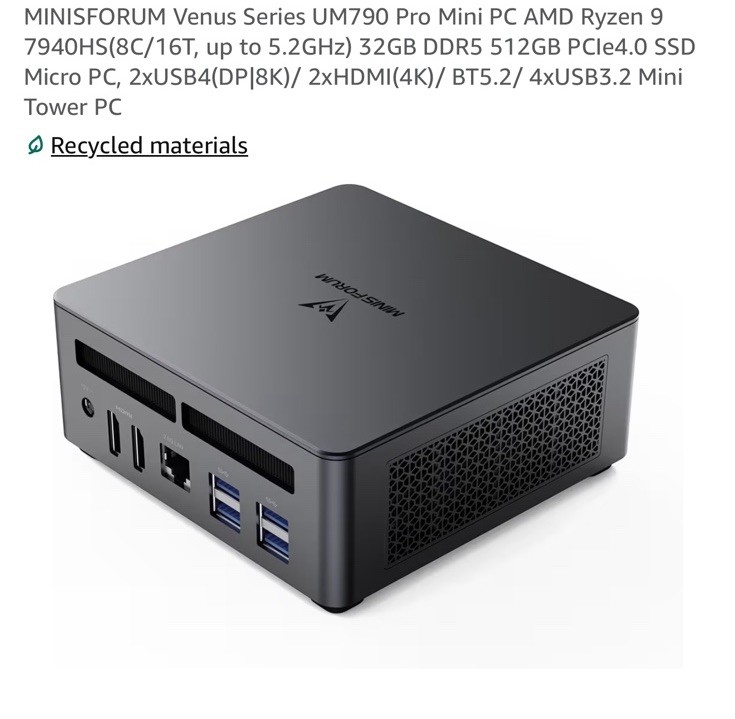 MINISFORUM UM790 Pro Ryzen 9 Mini PC 32GB RAM 512GB SSD USB4