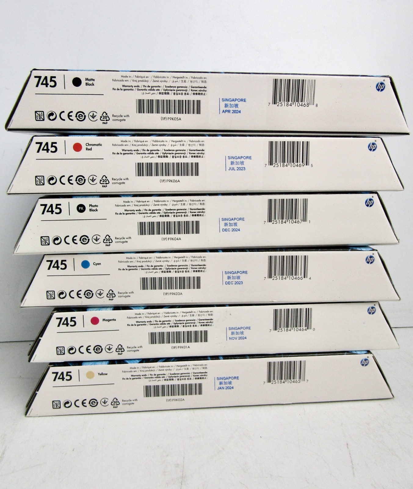 Genuine HP 745 300ml Ink Cartridge (Set of 6) for DesignJet Z2600 Z5600 -Expired