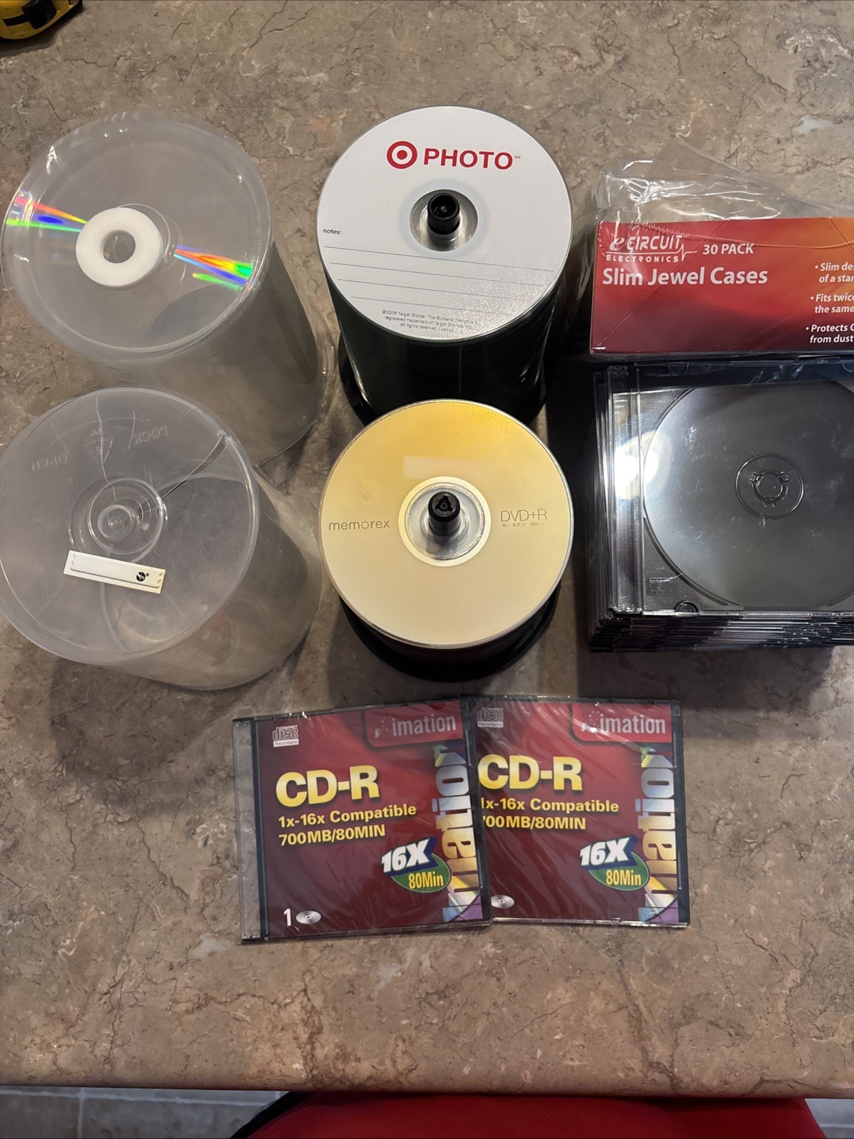 LOT of About 175 DVD-R And Photo Blank Discs – 23 Jewel Cases Memorex More +Read