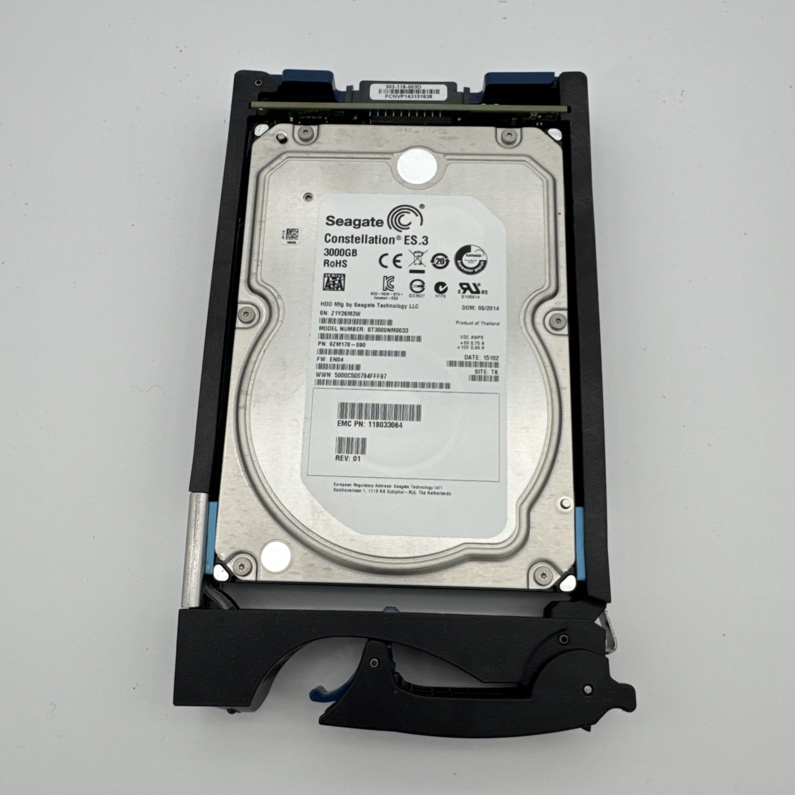 005050488 EMC 3TB 7.2K SATA 6G 3.5'' Hard Drive 118033064 ST3000NM0033 *Pulled*