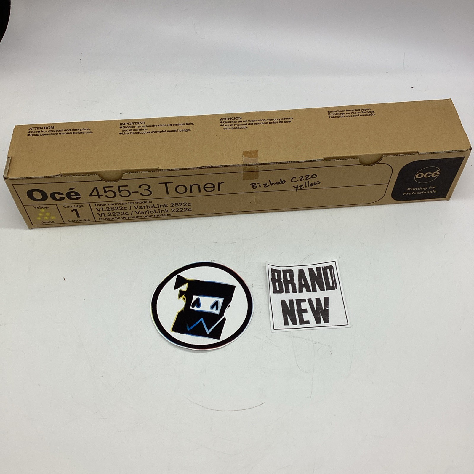 One New Genuine OCE 455-3 Yellow Toner Cartridge VarioLink 2222C 2822C