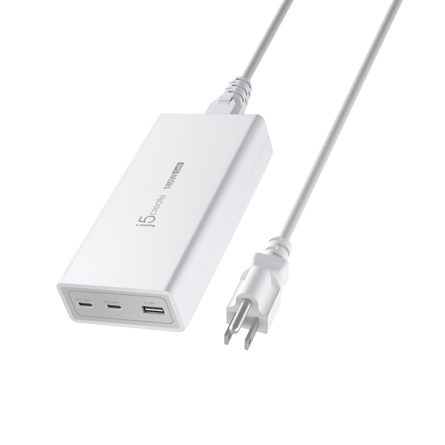 j5create 185W GaN USB-C/A 3-Port Laptop Super Charger w/Power Delivery 3.1 | ...