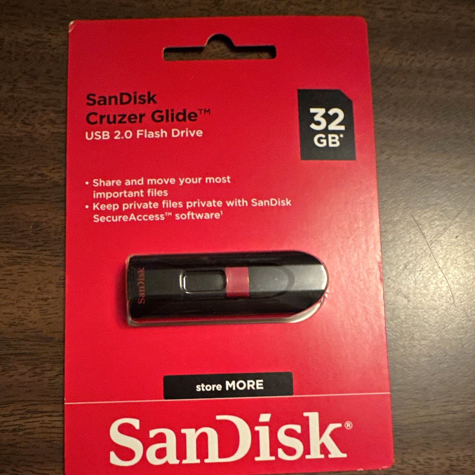 SanDisk Cruzer Glide 32GB USB 2.0 Flash Drive Secure Encryption Black/Red