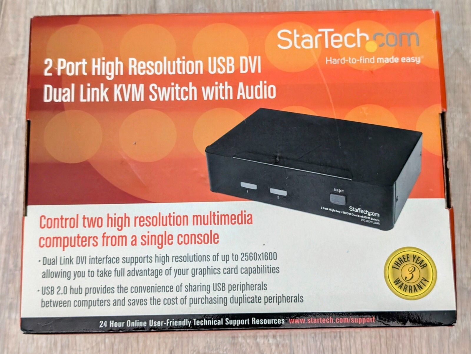 DVI Dual Link KVM Switch - StarTech SV231DVIUAHR 2 Port High Resolution