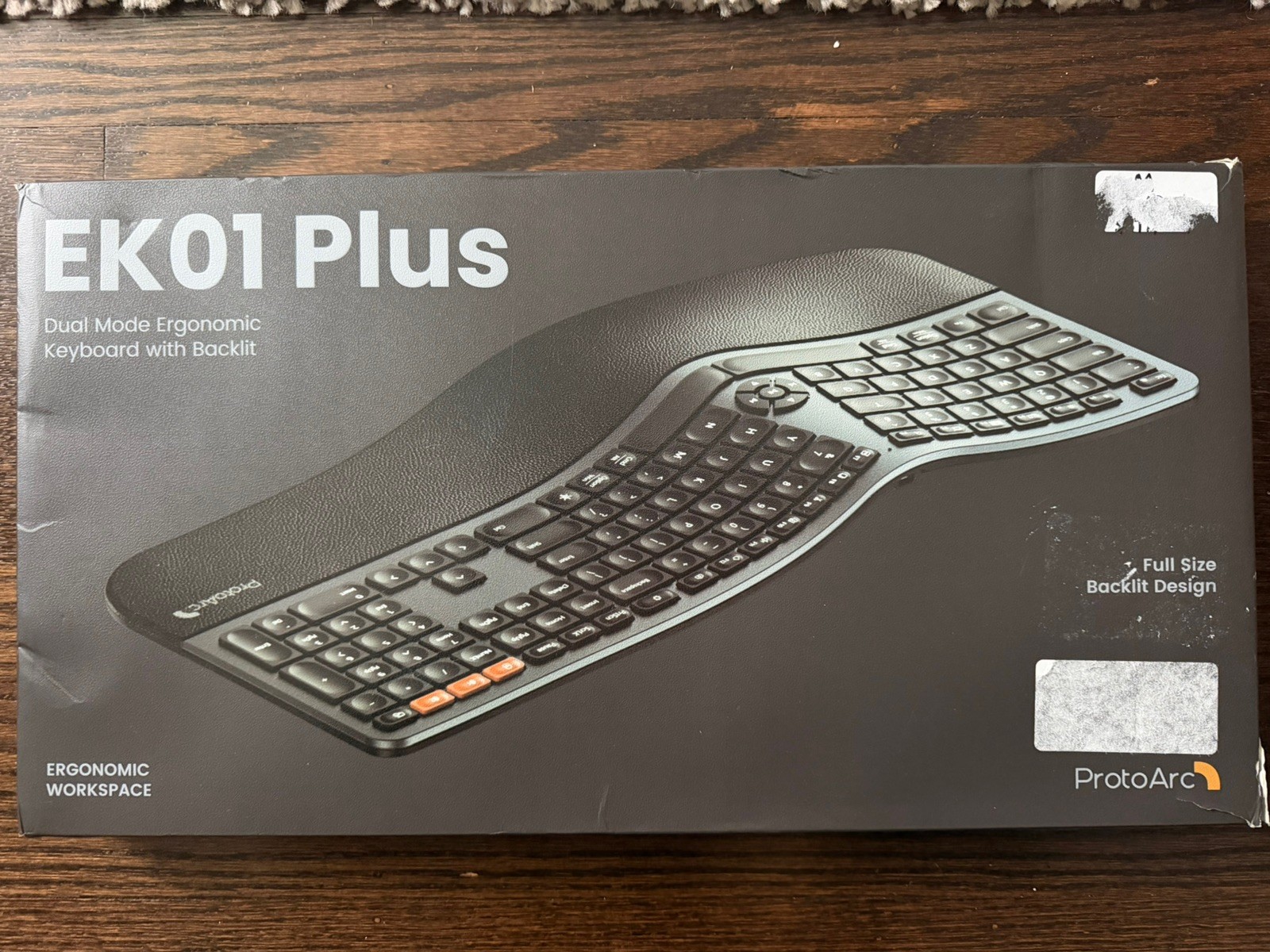 ProtoArc Backlit Wireless Ergonomic Keyboard EK01 Plus Wrist Rest - item is new 