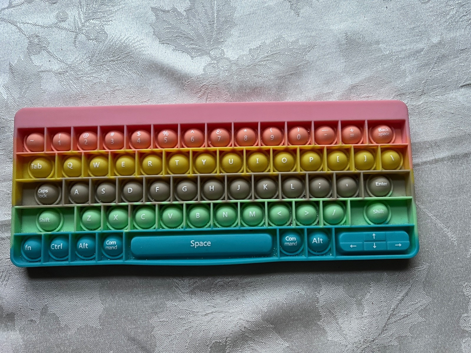 rainbow silicone keyboard with letters and nunbers pop bubble