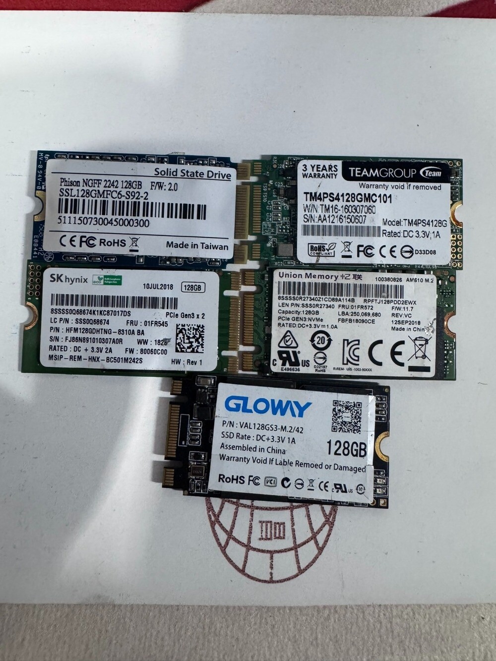 Lot of 5 M.2 SATA NGFF SSD 120/128GB 2242 Solid State Hard Drives PC