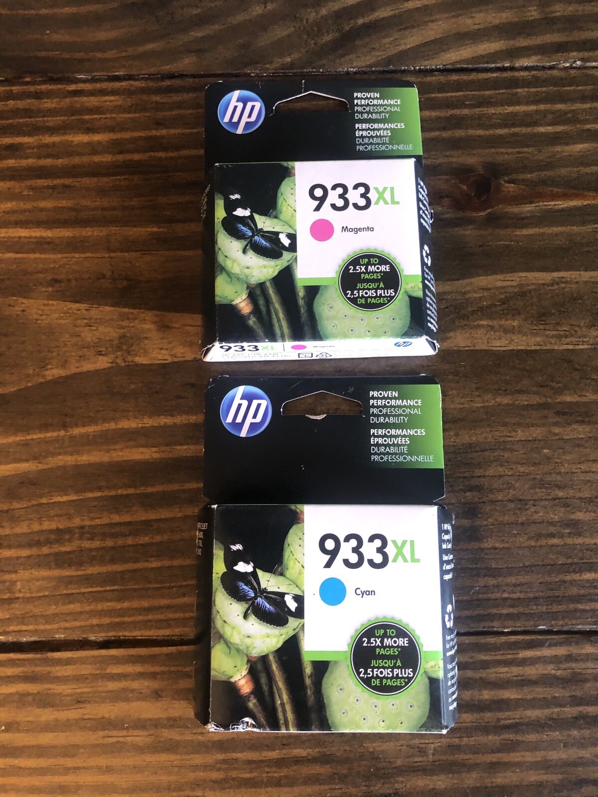 (2) HP 933 HP Ink Cartridges - (1) Cyan & (1) Magenta 