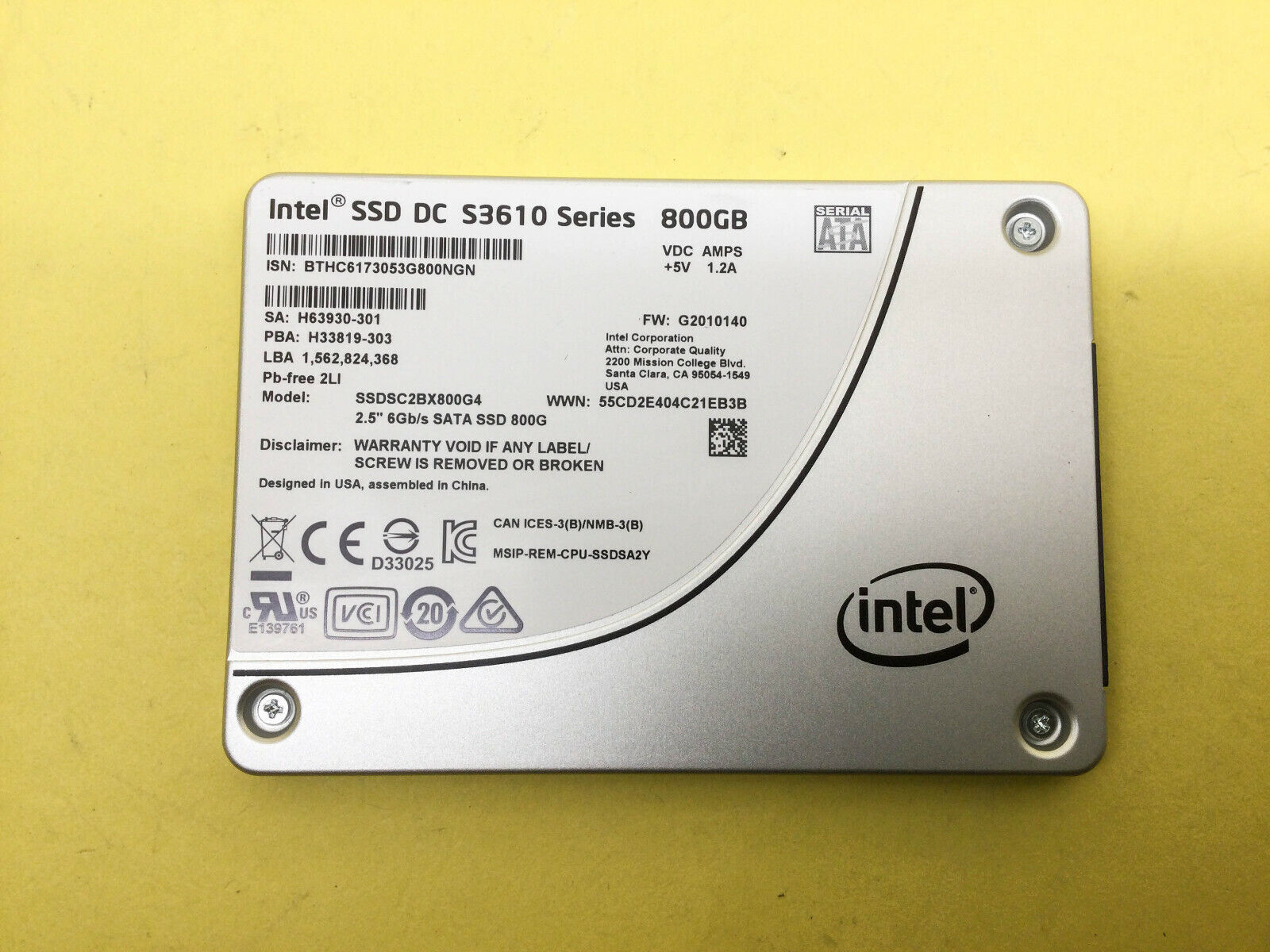 besuitable for Intel DC S3610 Series 800GB 6Gb/s 2.5 inch SATA SSD SSDSC2BX800G4