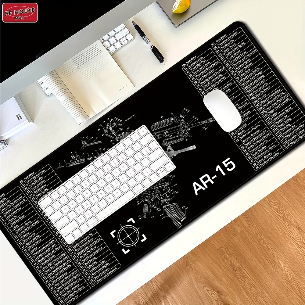 1pc AR-15 Rifle Anatomy Mouse Pad - Detailed Disassembly Guide, Large Non-Slip