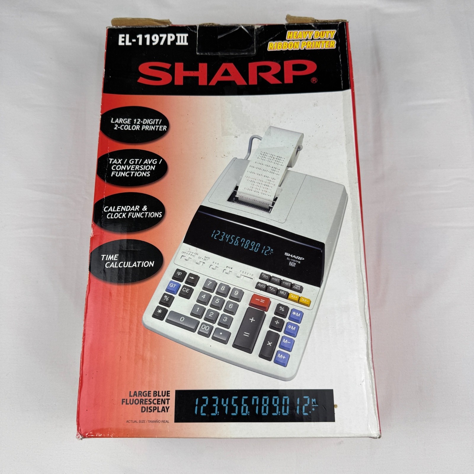 Sharp EL-1197P III Heavy Duty Ribbon Calculator with 12-Digit 2-Color Printer