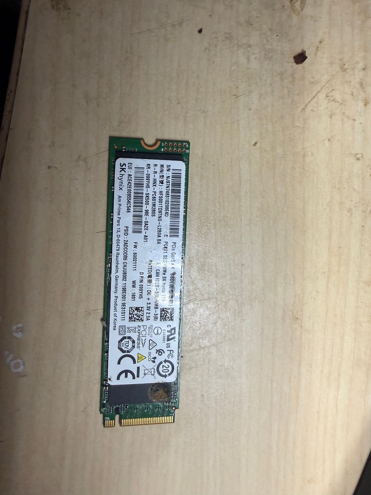 SK HYNIX PC601 1TB M.2 PCIE NVME SOLID STATE DRIVE | HFS001TD9TNG