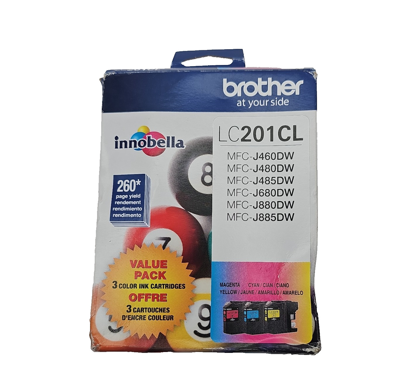 Genuine Brother LC201CL Cyan Magenta Yellow Ink Cartridges Ex 5/26 Open Box NEW