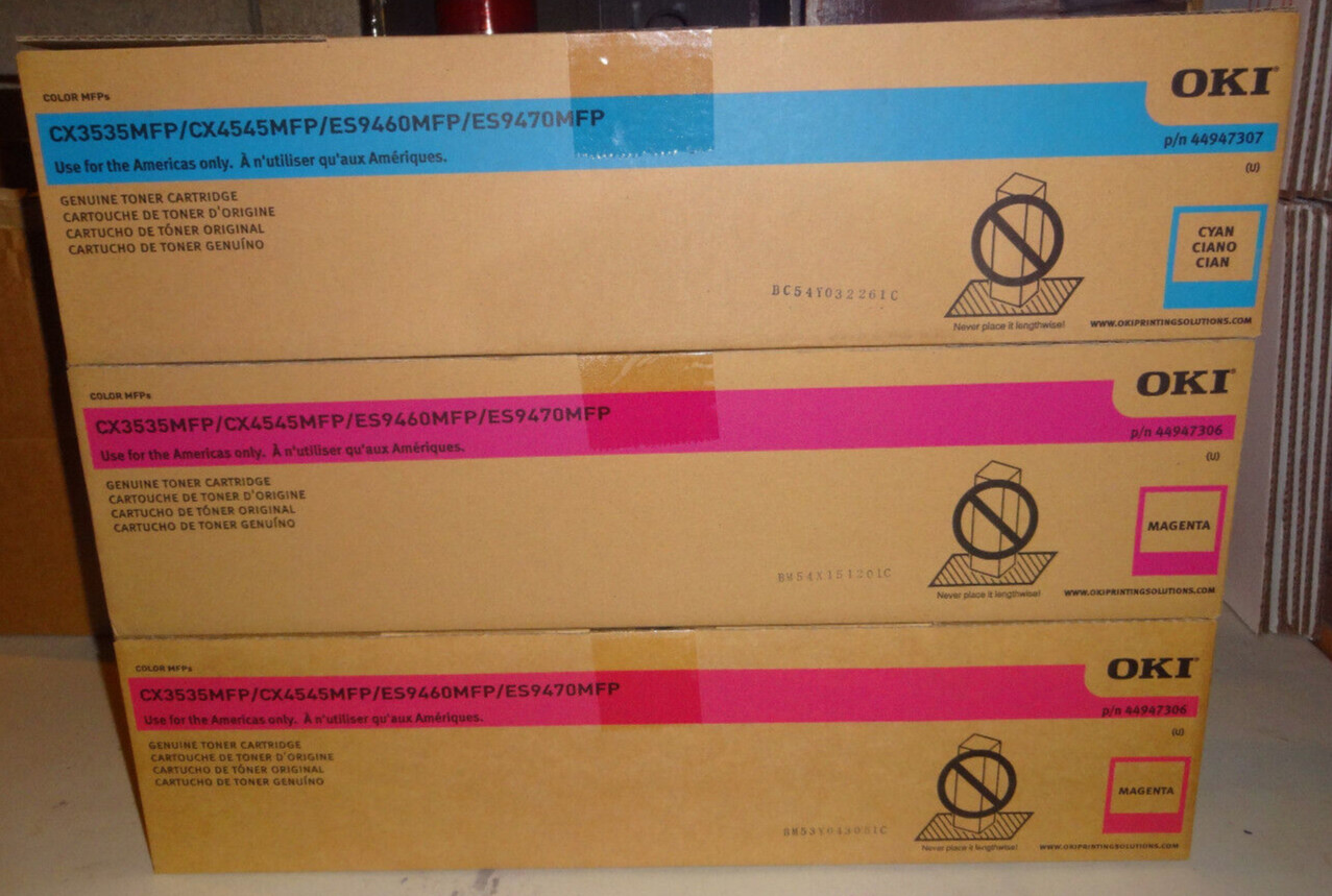 Genuine OKI CX3535MFP CX4545MFP (1) Cyan, (2) Magenta Toner New 