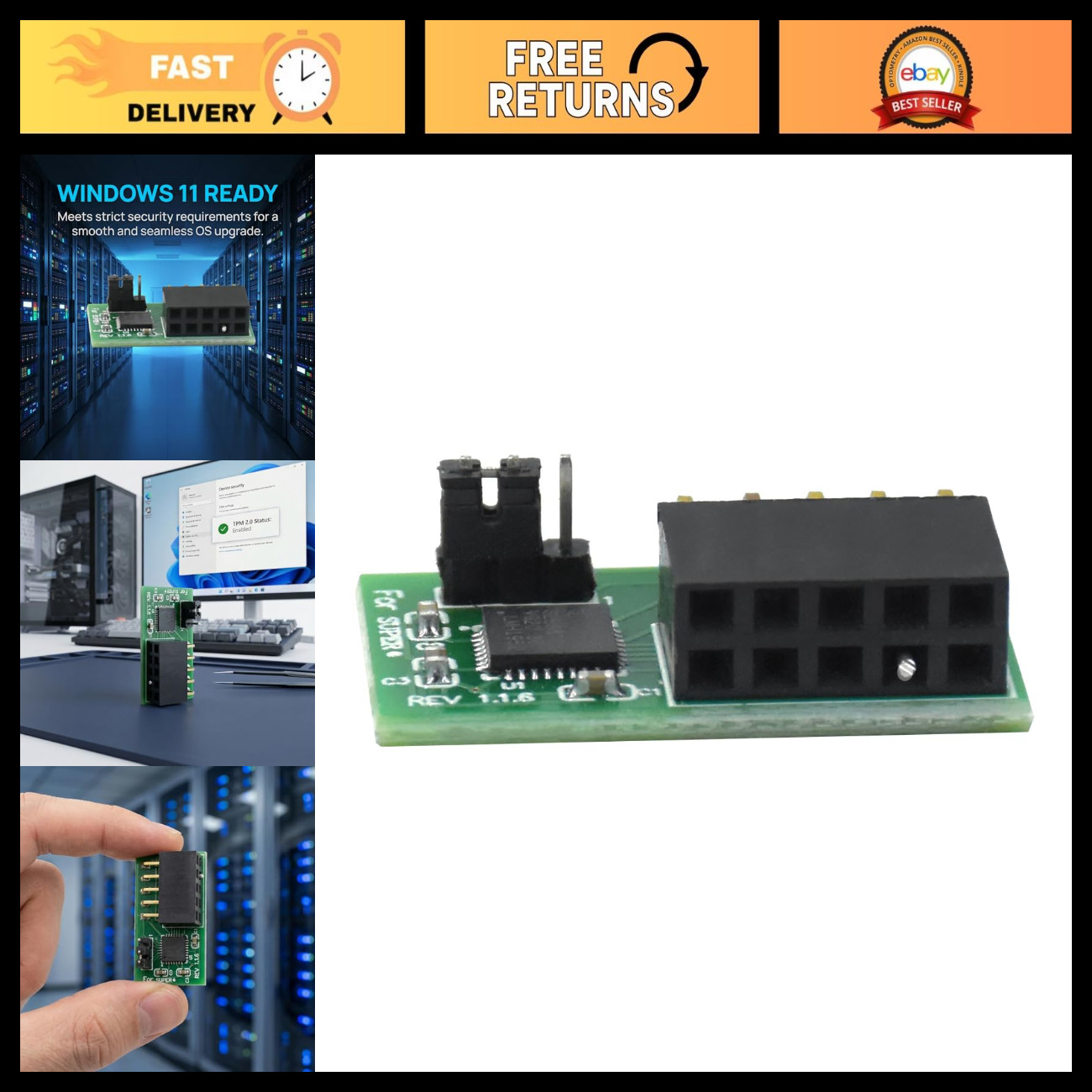 TPM 2.0 Security Module, 10-Pin SPI Interface for Supermicro Servers