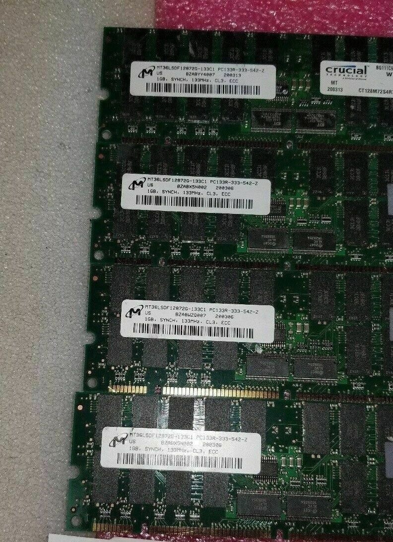 MICRON 4gb kit = 4 x 1gb sdram sd sdr pc133 133mhz 133 168pin ecc-reg ecc regist