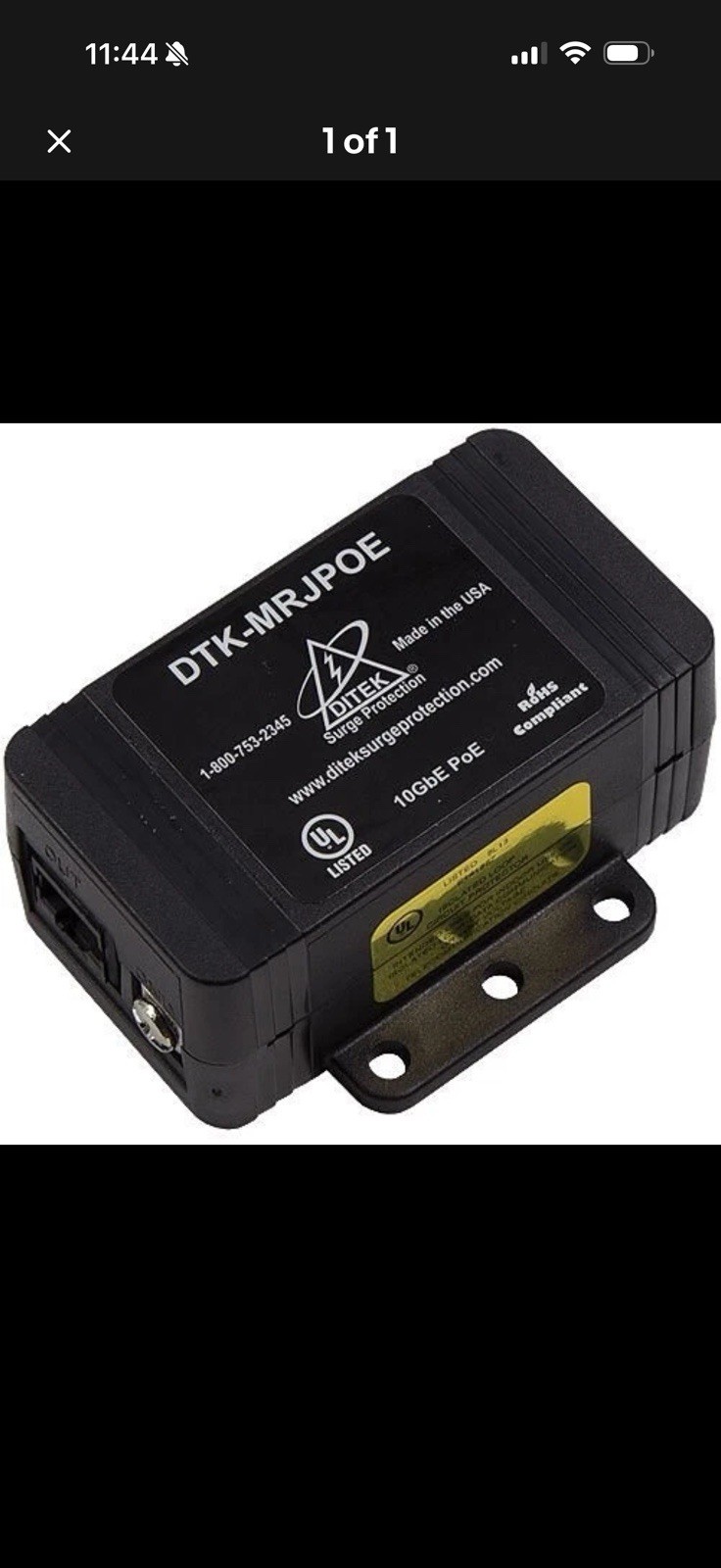 DITEK DTK-MRJPOE Single Channel 10GbE PoE Protector 