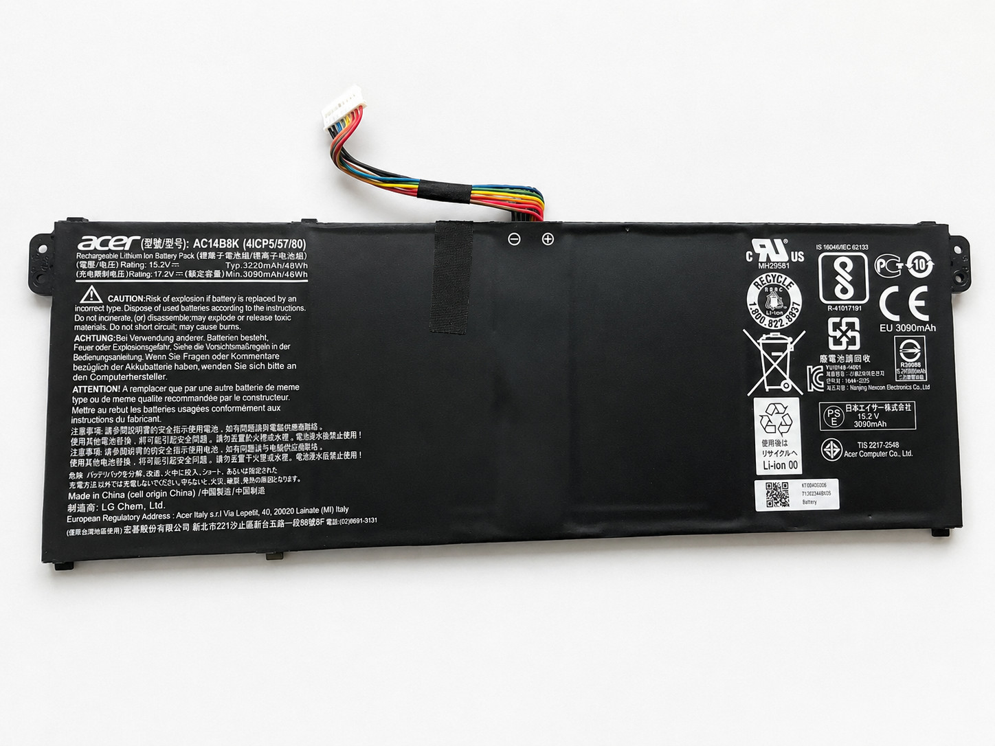 Genuine Acer OEM AC14B8K Battery 15.2V 48Wh 3220mAh Original Laptop Battery