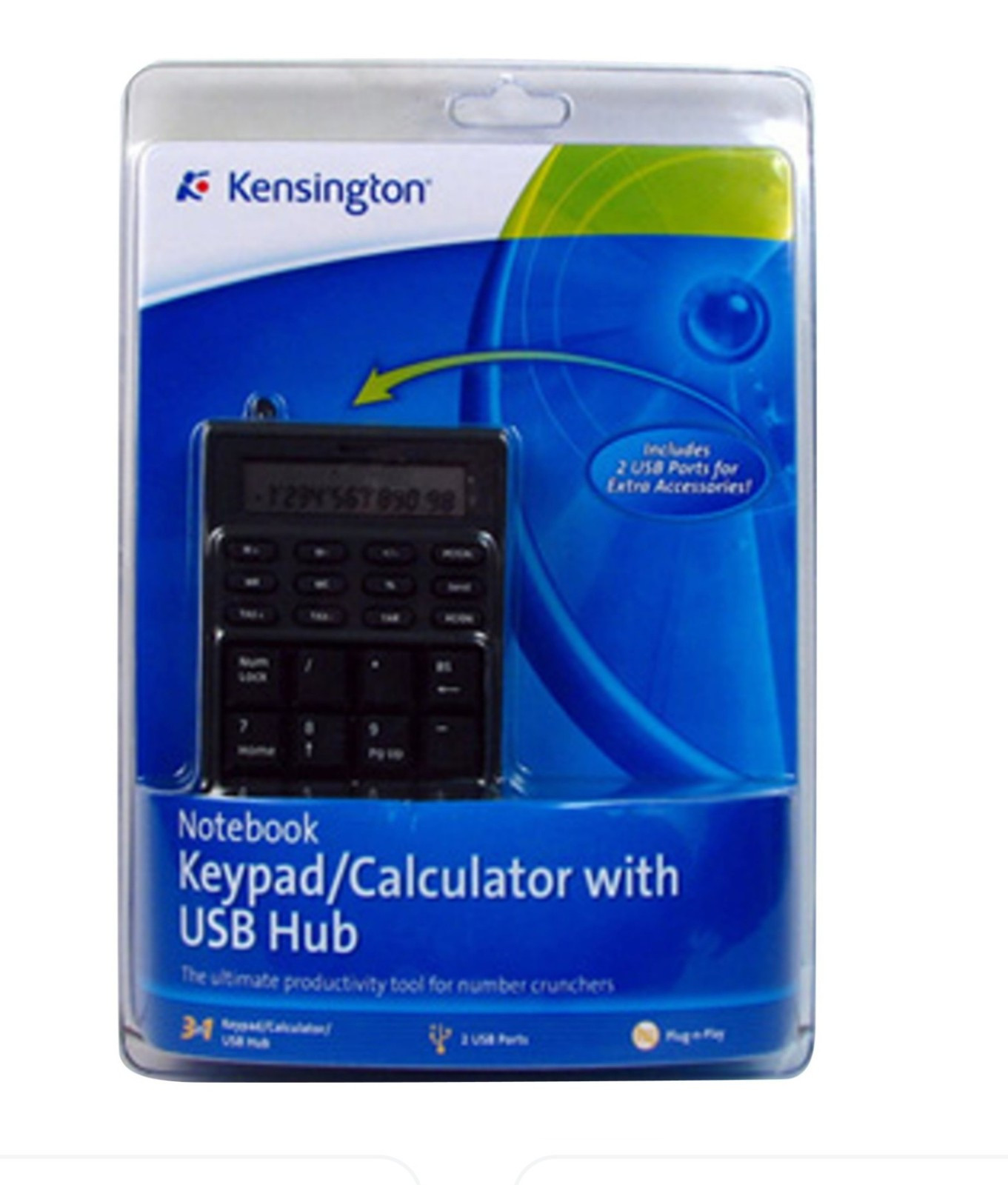 Kensington Notebook Keypad/Calculator w/USB Hub-2 USB Ports for Extra acces.