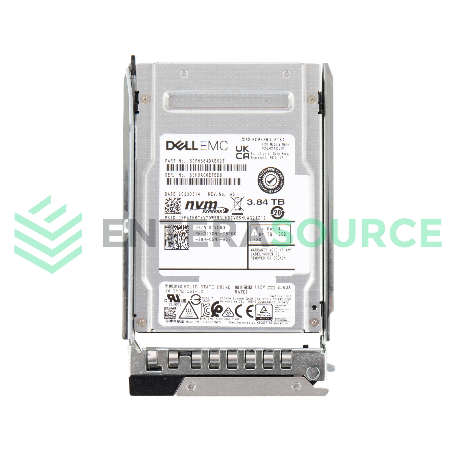 Dell 7YDNG-NEW 3.84TB BiCS NVMe U.2 2.5" Gen4 x4/2x2 SED FIPS Solid State Drive