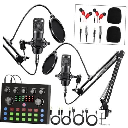 Audio Interface with Voice Changer Condenser for Podcasts - Bundle for 2