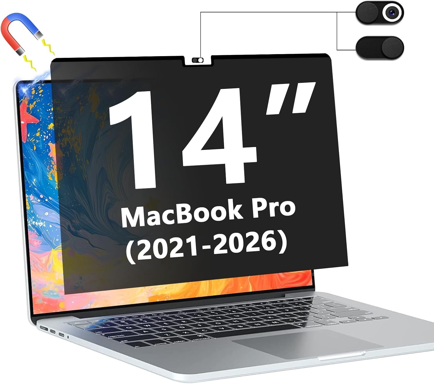 Magnetic Privacy Screen Protector for MacBook Pro 14 Inch 2021-2026, Anti Spy Sh