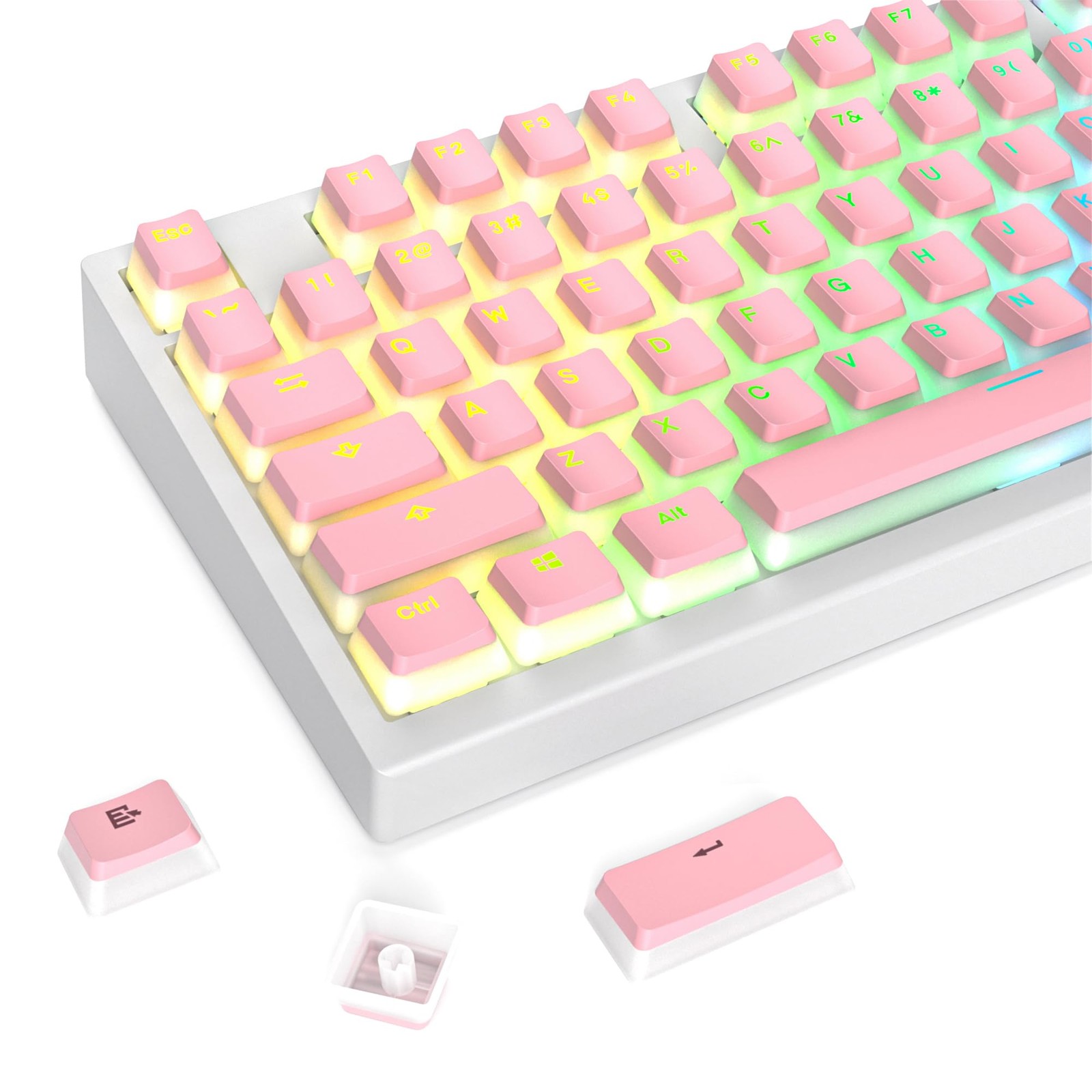 117Key Pink Pudding Keycaps OEM Profile PBT Translucent Backlit Mechanical