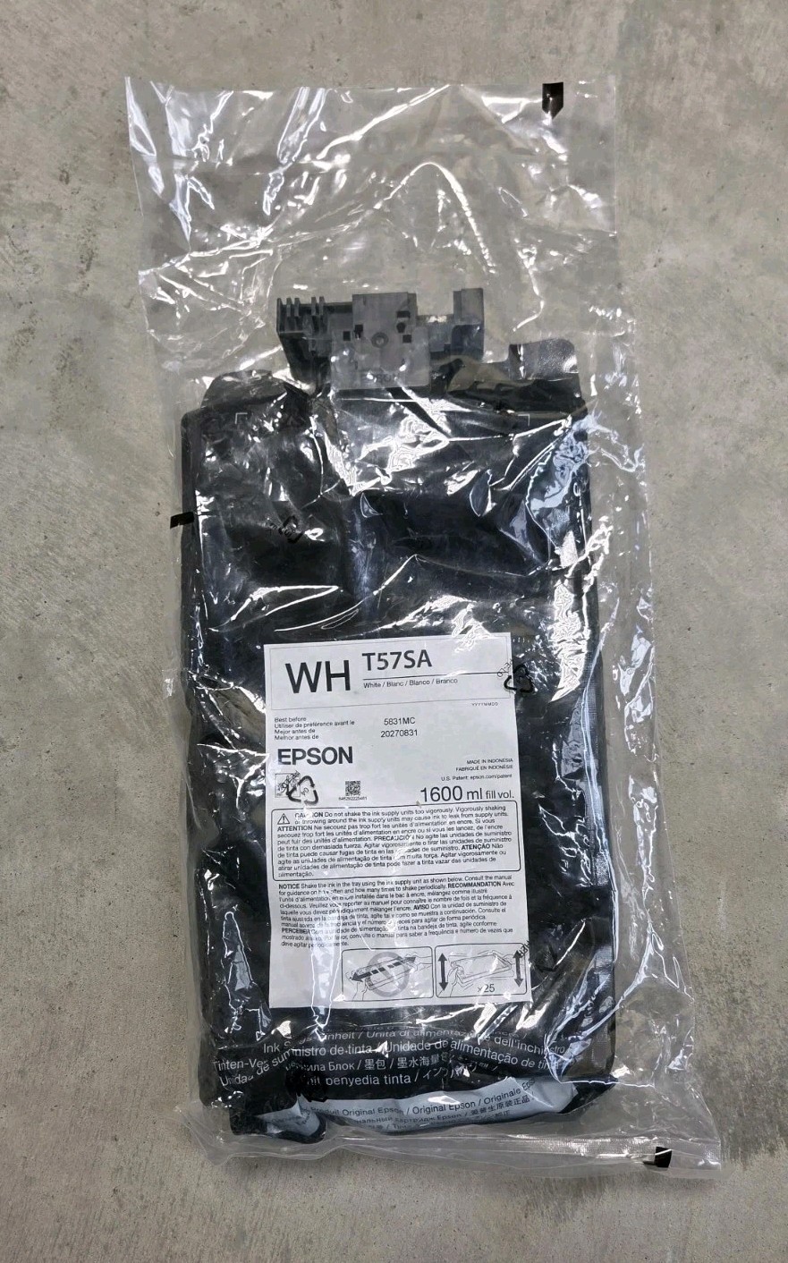 Genuine Epson SureColor G6070/G9070 High Capacity T57SA 1.6L Ink Pack - White
