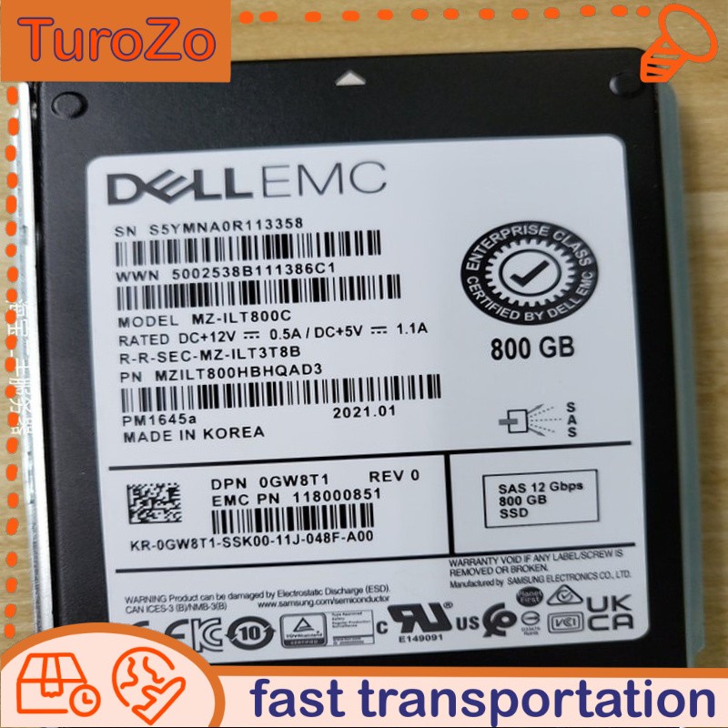 MZ-1LT800C 800G Dell/EMC SAS 12G PM1645a SSD 0GW8T1 MZ1LT800HBHQAD3 REV Used