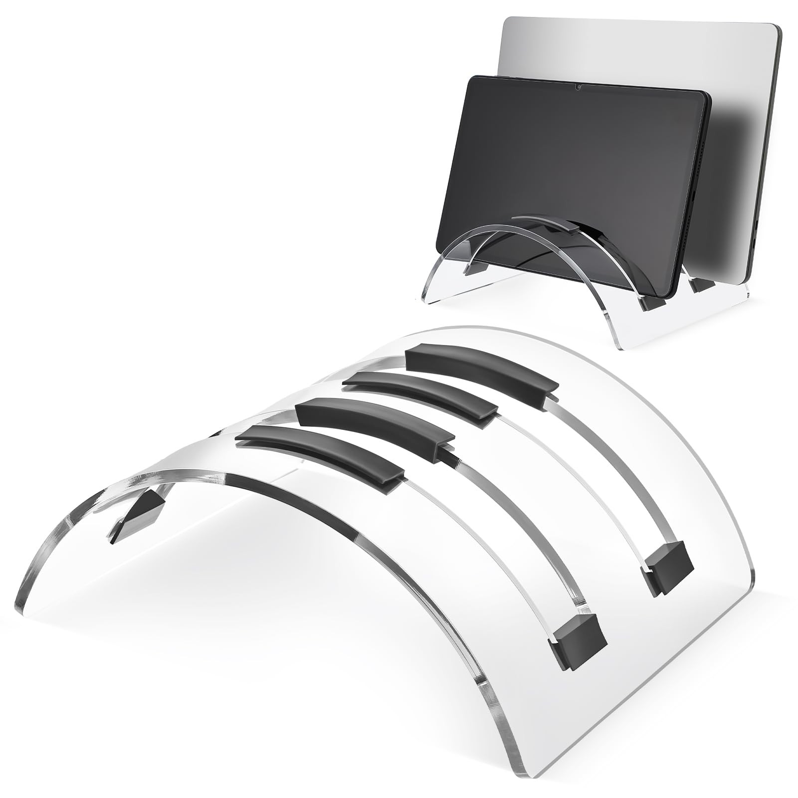 Vertical Dual Laptop Stand Acrylic Desktop Notebook Dock Invisible Vertical L...